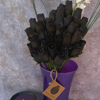 Halloween all Black Wooden Rose Flower Bouquet - The Original Wooden Rose