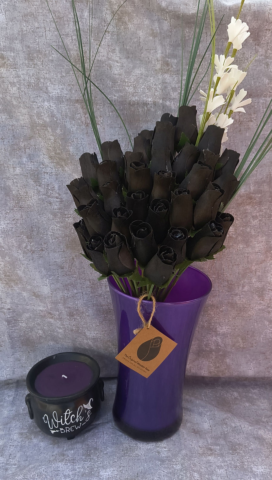 Halloween all Black Wooden Rose Flower Bouquet - The Original Wooden Rose