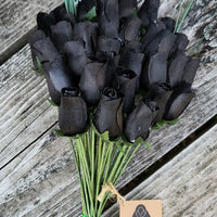 Halloween all Black Wooden Rose Flower Bouquet - The Original Wooden Rose