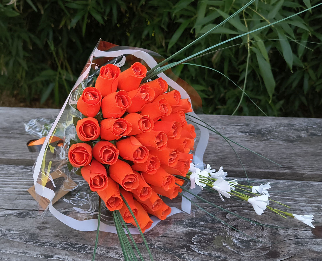 All Orange Halloween Wooden Rose alloween Bouquet - The Original Wooden Rose