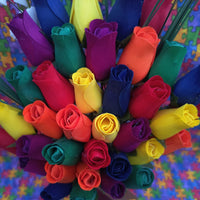 Autism Aware Rainbow of Wooden Roses Flower Bouquet - The Original Wooden Rose