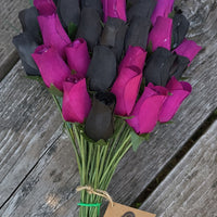 Halloween Black and Violet Wooden Rose Flower Bouquet - The Original Wooden Rose