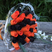 Halloween Black and Orange Flower Bouquet - The Original Wooden Rose