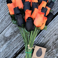 Halloween Black and Orange Flower Bouquet - The Original Wooden Rose