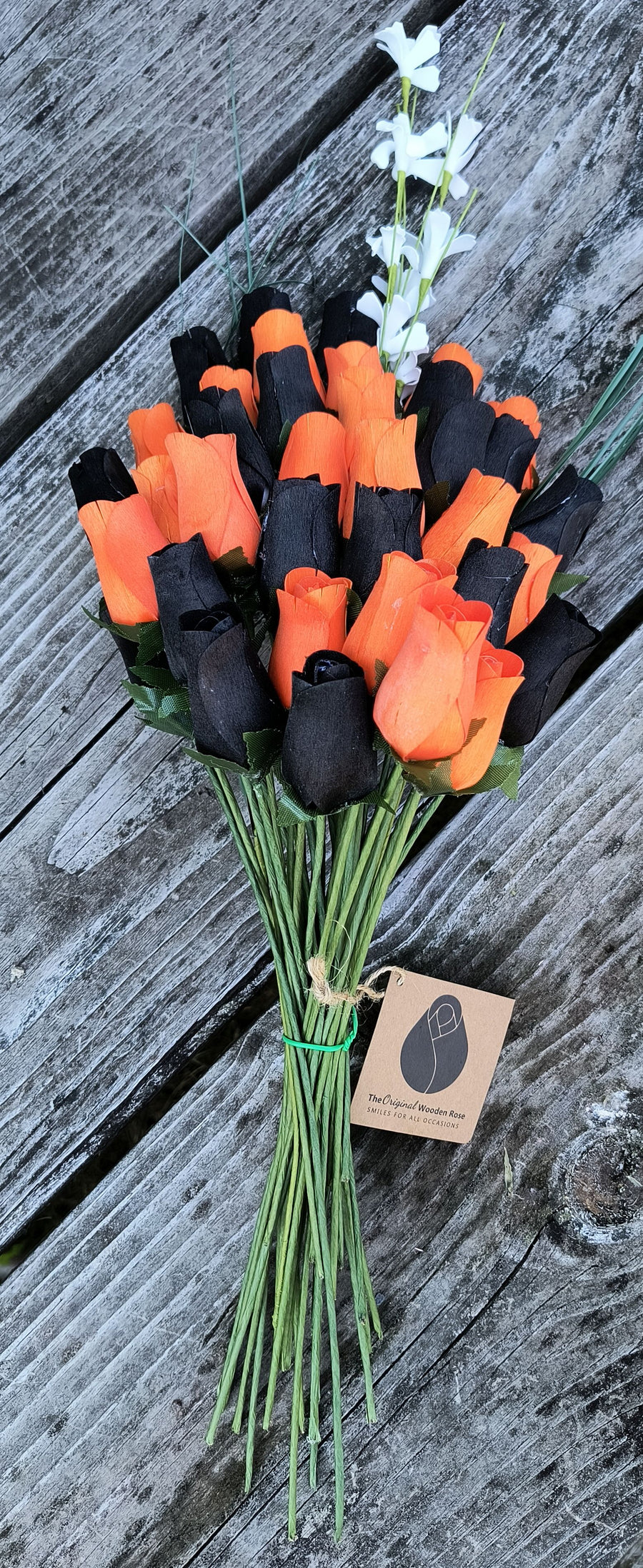 Halloween Black and Orange Flower Bouquet - The Original Wooden Rose