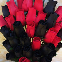 Black and Red Wooden Rose Flower Bouquet - The Original Wooden Rose