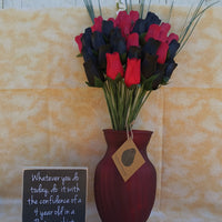 Black and Red Wooden Rose Flower Bouquet - The Original Wooden Rose