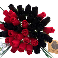 Black and Red Wooden Rose Flower Bouquet - The Original Wooden Rose