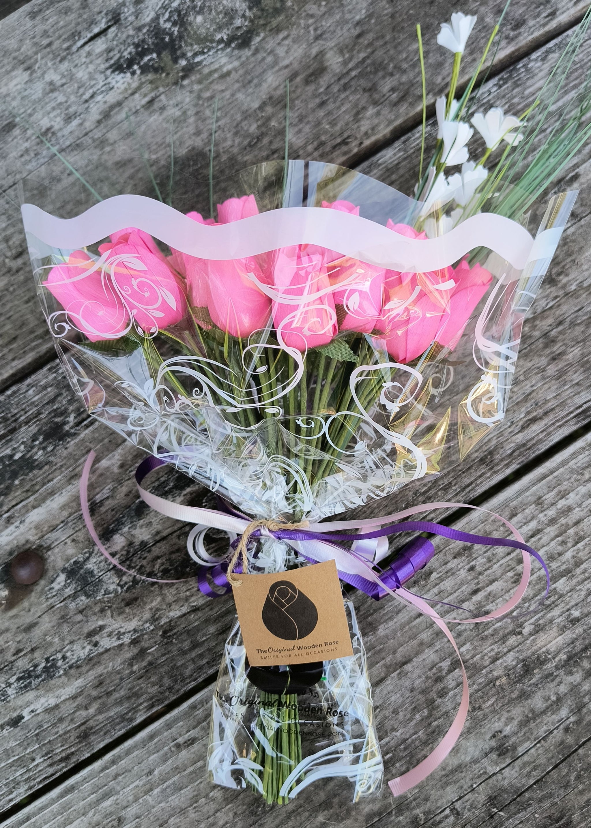 Breast Cancer Awareness All Pink Wooden Rose Bouquet – The Original ...