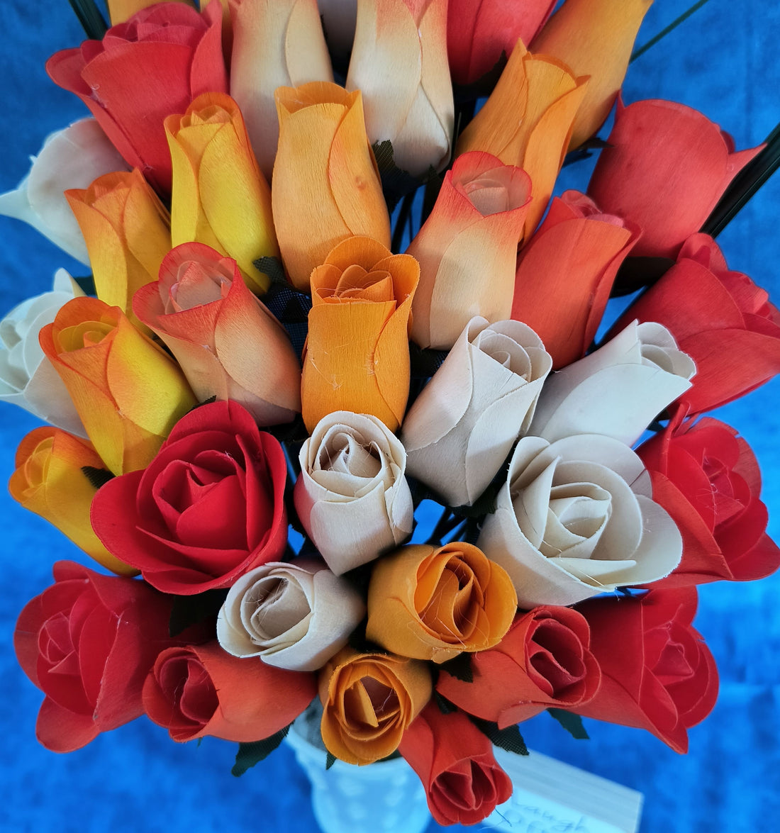 Deluxe Orange Cream Sicle Themed Wooden Rose Flower Bouquet - The Original Wooden Rose