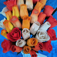 Deluxe Orange Cream Sicle Themed Wooden Rose Flower Bouquet - The Original Wooden Rose