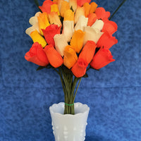 Deluxe Orange Cream Sicle Themed Wooden Rose Flower Bouquet - The Original Wooden Rose