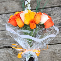 Deluxe Orange Cream Sicle Themed Wooden Rose Flower Bouquet - The Original Wooden Rose