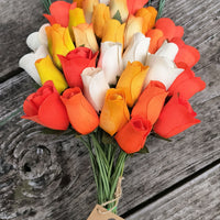 Deluxe Orange Cream Sicle Themed Wooden Rose Flower Bouquet - The Original Wooden Rose