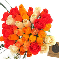 Deluxe Orange Cream Sicle Themed Wooden Rose Flower Bouquet - The Original Wooden Rose