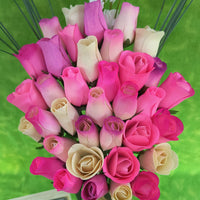 Deluxe Pink Blossoms Wooden Rose Flower Bouquet - The Original Wooden Rose