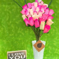 Deluxe Pink Blossoms Wooden Rose Flower Bouquet - The Original Wooden Rose