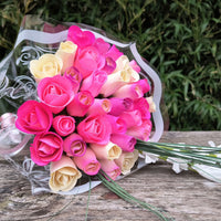 Deluxe Pink Blossoms Wooden Rose Flower Bouquet - The Original Wooden Rose