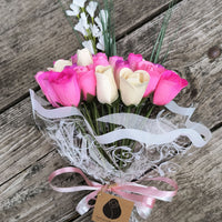 Deluxe Pink Blossoms Wooden Rose Flower Bouquet - The Original Wooden Rose