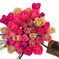 Deluxe Pink Blossoms Wooden Rose Flower Bouquet - The Original Wooden Rose