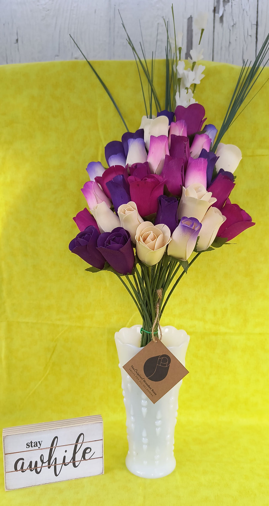 Deluxe Purple Dreams Wooden Rose Flower Bouquet - The Original Wooden Rose