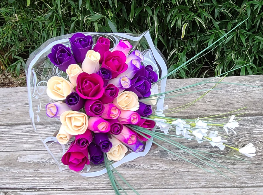 Deluxe Purple Dreams Wooden Rose Flower Bouquet - The Original Wooden Rose