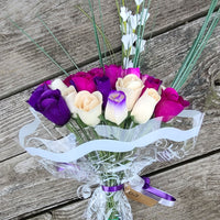 Deluxe Purple Dreams Wooden Rose Flower Bouquet - The Original Wooden Rose