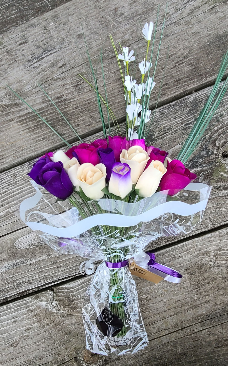 Deluxe Purple Dreams Wooden Rose Flower Bouquet - The Original Wooden Rose