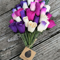 Deluxe Purple Dreams Wooden Rose Flower Bouquet - The Original Wooden Rose