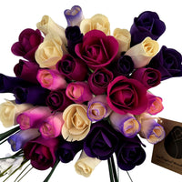 Deluxe Purple Dreams Wooden Rose Flower Bouquet - The Original Wooden Rose