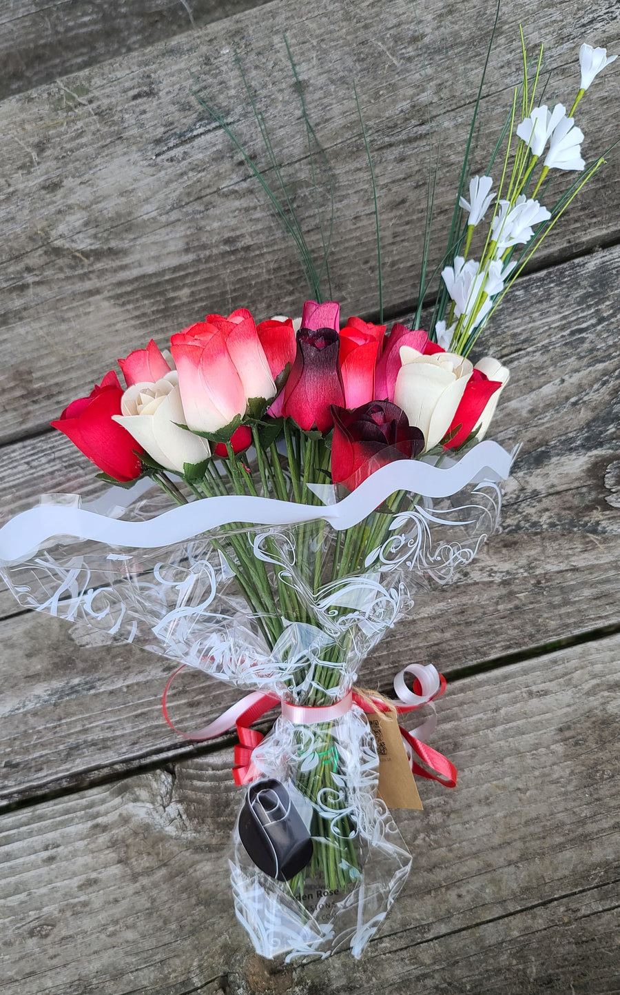 Deluxe Red Passion Wooden Rose Flower Bouquet - The Original Wooden Rose