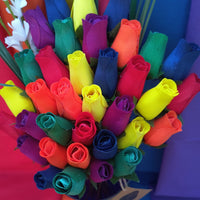 Gay Pride Rainbow of Wooden Roses Flower Bouquet - The Original Wooden Rose