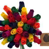 Autism Aware Rainbow of Wooden Roses Flower Bouquet - The Original Wooden Rose