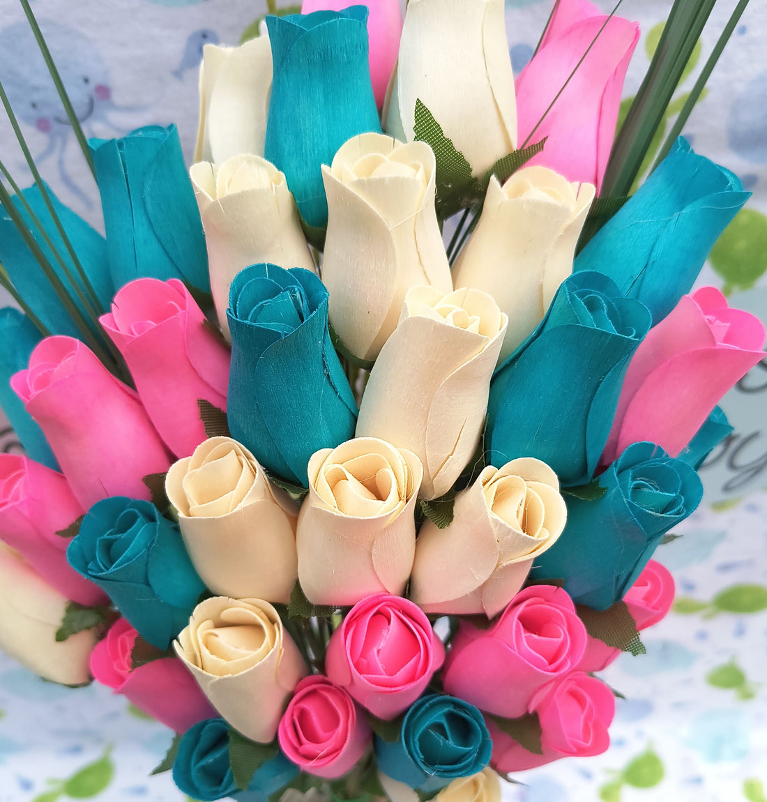 Gender Reveal Wooden Rose Flower Bouquet - The Original Wooden Rose