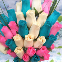 Gender Reveal Wooden Rose Flower Bouquet - The Original Wooden Rose