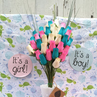 Gender Reveal Wooden Rose Flower Bouquet - The Original Wooden Rose