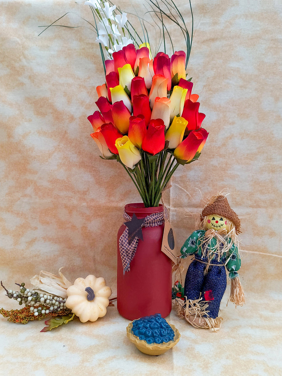 Fall Sunrise Light Fall Colors Wooden Rose Flower Bouquet - The Original Wooden Rose