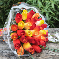 Fall Sunrise Light Fall Colors Wooden Rose Flower Bouquet - The Original Wooden Rose