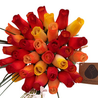 Fall Sunrise Light Fall Colors Wooden Rose Flower Bouquet - The Original Wooden Rose