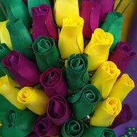 Mardi Gras Wooden Rose Flower Bouquet - The Original Wooden Rose