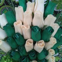 Saint Patrick's Day Green and White Wooden Rose Flower Bouquet - The Original Wooden Rose