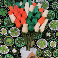 Irish Flag Saint Patty Day Wooden Rose Flower Bouquet - The Original Wooden Rose