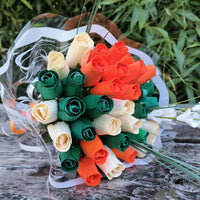 Irish Flag Saint Patty Day Wooden Rose Flower Bouquet - The Original Wooden Rose