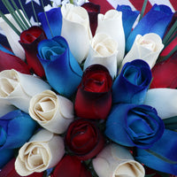 Primitive Patriotic Wooden Rose Flower Bouquet - The Original Wooden Rose