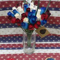 Primitive Patriotic Wooden Rose Flower Bouquet - The Original Wooden Rose