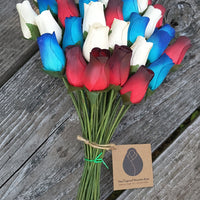 Primitive Patriotic Wooden Rose Flower Bouquet - The Original Wooden Rose