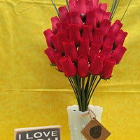 All Red Wooden Rose Flower Bouquet - The Original Wooden Rose