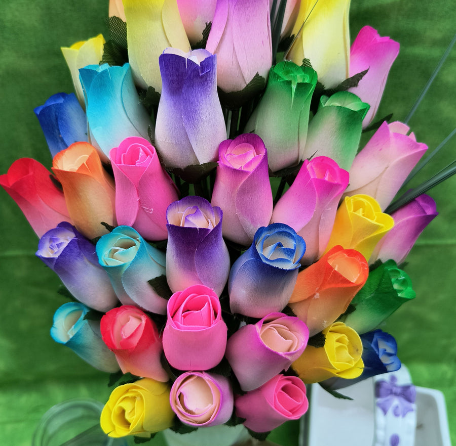 Spring Easter Wooden Rose Flower Bouquet - The Original Wooden Rose