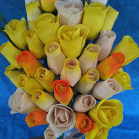 Deluxe Yellow Sunshine Themed Wooden Rose Flower Bouquet - The Original Wooden Rose