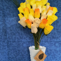 Deluxe Yellow Sunshine Themed Wooden Rose Flower Bouquet - The Original Wooden Rose